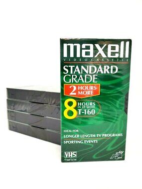 Maxell Standard Grade Video Cassette (8 Hours) T-160 Blank Tape Lot of 5 NEW